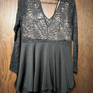 Signature by Sangria Black Lace Blouse NB romper